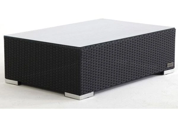 OUTFLEXX Kaffeetisch, Schwarz, Polyrattan, 95x65cm, Mit Glas-Tischplatte 2 OUTFLEXX Kaffeetisch, Schwarz, Polyrattan, 95x65cm, Mit Glas-Tischplatte – Bild 2