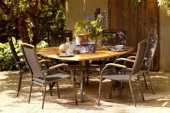 HARTMAN Raffaelo Stapelsessel, Xerix/anthrazit, Alu/Textilene, Mit FSC-Teak-Armlehnen 7 HARTMAN Raffaelo Stapelsessel, Xerix/anthrazit, Alu/Textilene, Mit FSC-Teak-Armlehnen -Gartenmöbel 3 11666 2.jpg