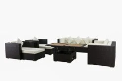 OUTFLEXX Loungemöbel-Set, Braun, Polyrattan, Für 9 Personen, Inkl. Loungetisch, Wasserfeste Kissenbox -Gartenmöbel 3 1599 BOX D.jpg