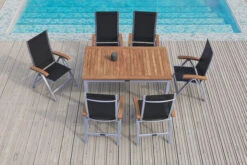 VILLANA Esstischgarnitur, Silber/schwarz, Alu/ FSC-Akazienholz, Ausziehtisch 150/200 Cm, 6 Multipositionssessel 19 VILLANA Esstischgarnitur, Silber/schwarz, Alu/ FSC-Akazienholz, Ausziehtisch 150/200 Cm, 6 Multipositionssessel -Gartenmöbel 3 16462.jpg