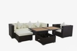 OUTFLEXX Loungemöbel-Set, Braun, Polyrattan, Für 5 Personen, Inkl. Loungetisch, Wasserfeste Kissenbox -Gartenmöbel 3 1713 BOX D.jpg
