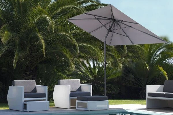 OUTFLEXX Mittelstockschirm, Hellgrau, Pulverbesch. Aluminium/Polyester PA-beschichtet, 270x150cm 3 OUTFLEXX Mittelstockschirm, Hellgrau, Pulverbesch. Aluminium/Polyester PA-beschichtet, 270x150cm – Bild 3