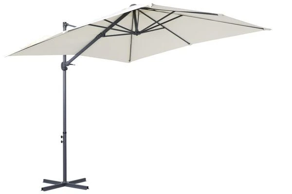 OUTFLEXX Ampelschirm, Anthrazit/creme, Pulverbesch. Aluminium, 250x250cm, Inkl. Plattenständer 3 OUTFLEXX Ampelschirm, Anthrazit/creme, Pulverbesch. Aluminium, 250x250cm, Inkl. Plattenständer – Bild 3