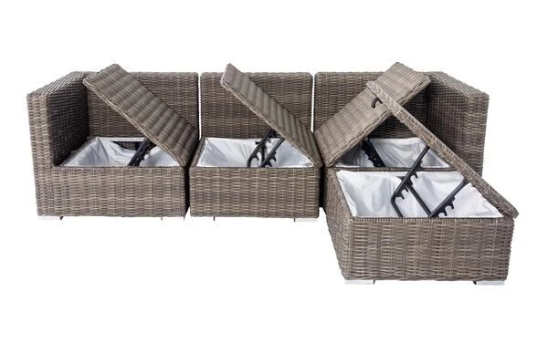 OUTFLEXX Loungegruppe, Grau, Polyrattan, 4 Personen, Verstellbare Sitzflächen, Wasserfeste Kissenbox 3 OUTFLEXX Loungegruppe, Grau, Polyrattan, 4 Personen, Verstellbare Sitzflächen, Wasserfeste Kissenbox – Bild 3