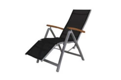 VILLANA Relaxsessel, Silber/schwarz, Alu/Textilene, 66 X 60 X 111 Cm, FSC Akazienholz Armlehnen