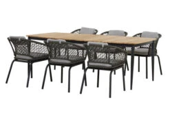 OUTFLEXX Oscar Esstischgarnitur, Anthrazit, Alu/FSC-Teak/Rope, Tisch 214x100 Cm, 8 Stühle , Tischplatte AusTeak -Gartenmöbel 3 20127.jpg