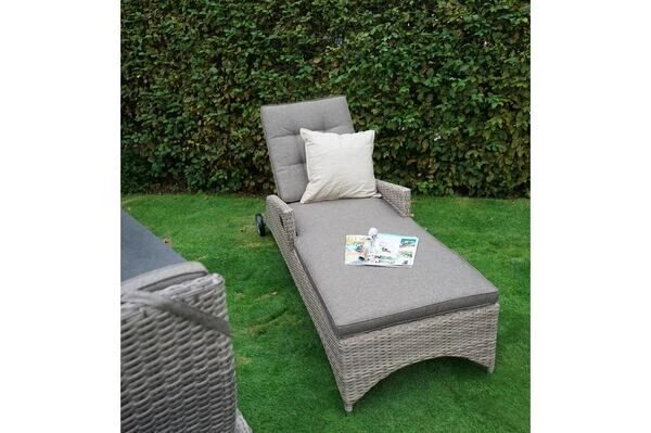 Ploß Rabida Comfort Rollliege, Champagner-meliert, Polyrattan, 198x68x44cm, Verstellbar, Hohe Sitzhöhe 3 Ploß Rabida Comfort Rollliege, Champagner-meliert, Polyrattan, 198x68x44cm, Verstellbar, Hohe Sitzhöhe – Bild 3