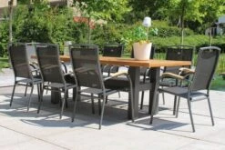 HARTMAN Raffaelo Stapelsessel, Xerix/anthrazit, Alu/Textilene, Mit FSC-Teak-Armlehnen 8 HARTMAN Raffaelo Stapelsessel, Xerix/anthrazit, Alu/Textilene, Mit FSC-Teak-Armlehnen -Gartenmöbel 4 11666 2.jpg