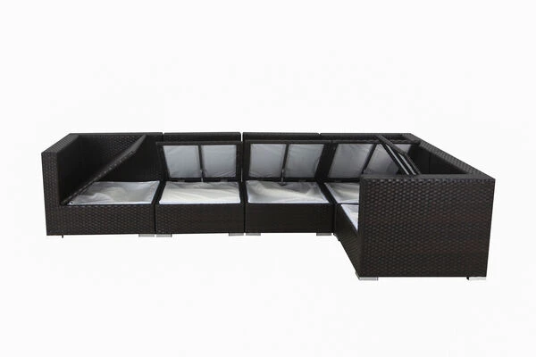 OUTFLEXX Ecklounge-Set Polyrattan, Braun, Für 5 Personen, Wasserfeste Kissenbox 4 OUTFLEXX Ecklounge-Set Polyrattan, Braun, Für 5 Personen, Wasserfeste Kissenbox – Bild 4