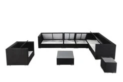 OUTFLEXX Loungemöbel-Set, Schwarz, Polyrattan, Für 8 Personen, Inkl. Kaffeetisch, Wasserfeste Kissenbox -Gartenmöbel 4 1380 BOX B.jpg