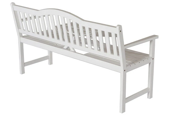 VILLANA Gartenbank, Weiß, Akazienholz, 152 X 59 X 86 Cm, 2-3 Personen, Klapptisch-Funktion 9 VILLANA Gartenbank, Weiß, Akazienholz, 152 X 59 X 86 Cm, 2-3 Personen, Klapptisch-Funktion – Bild 9