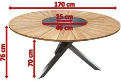 OUTFLEXX Esstisch, Edelstahl/FSC-Teakholz, Ø 170cm, Inkl. Drehbarer Granitplatte Und Eiskühler -Gartenmöbel 4 16027.jpg