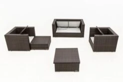 OUTFLEXX Loungemöbel-Set, Polyrattan, Braun Marmoriert, 5 Pers, Wasserfeste Kissenbox, Inkl. Loungetisch -Gartenmöbel 4 16066 BOX D.jpg
