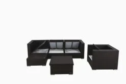 OUTFLEXX Loungemöbel-Set, Braun, Polyrattan, Für 5 Personen, Inkl. Loungetisch, Wasserfeste Kissenbox -Gartenmöbel 4 1713 BOX D.jpg