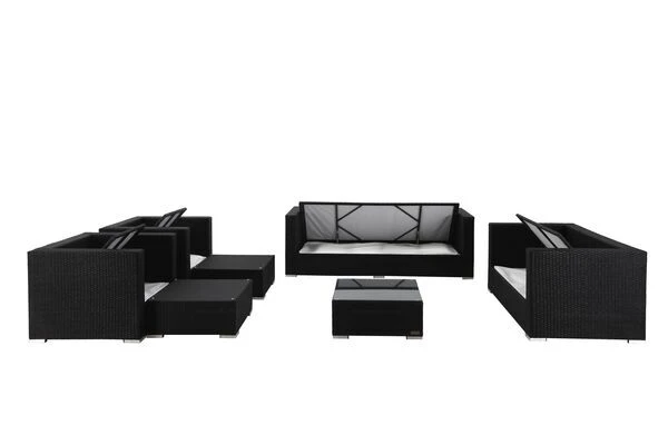 OUTFLEXX Loungemöbel-Set, Schwarz, Polyrattan, Für 9 Personen, Inkl. Kaffeetisch, Wasserfeste Kissenbox 4 OUTFLEXX Loungemöbel-Set, Schwarz, Polyrattan, Für 9 Personen, Inkl. Kaffeetisch, Wasserfeste Kissenbox – Bild 4