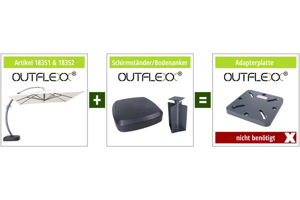 OUTFLEXX Luxus Ampelschirm, Anthrazit, Edelstahl/Aluminium, 350x350cm, Inkl. Schirmständer Und Schutzhülle 4 OUTFLEXX Luxus Ampelschirm, Anthrazit, Edelstahl/Aluminium, 350x350cm, Inkl. Schirmständer Und Schutzhülle – Bild 4