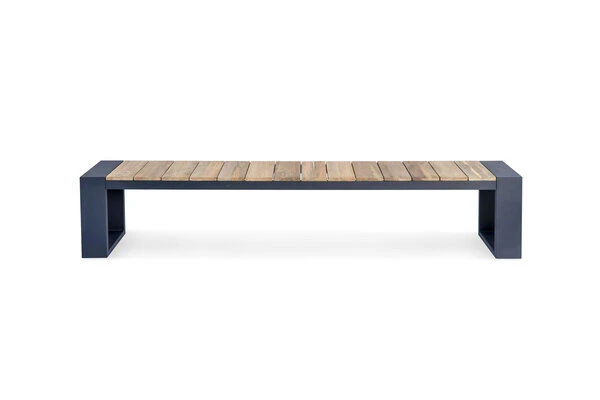 OUTFLEXX Kona Bank, Dark Grey/natur, Alu/recycled FSC®-Teak, 240x40x45cm, Rustikal Gebürstet, U-Gestell 4 OUTFLEXX Kona Bank, Dark Grey/natur, Alu/recycled FSC®-Teak, 240x40x45cm, Rustikal Gebürstet, U-Gestell – Bild 4