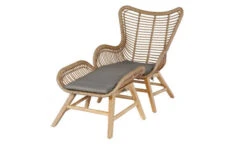 Bestseller 9 OUTFLEXX Sessel, Rattan Grey, Polyrattan/Akazie, 79,5 X 71,5 X 90 Cm, Inkl. Hocker Und Polster In Braun