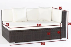 OUTFLEXX 2-Sitzer Ecksofa, Braun, Polyrattan, 145x85x70cm, Armlehne Li, Inkl. Kissen, Wasserfeste Kissenbox -Gartenmöbel 4 2393 3 BOX.jpg