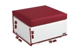 OUTFLEXX Beistelltisch/Hocker, Weiß, Polyrattan, Inkl. Glasplatte Und Polster -Gartenmöbel 4 2511 8.jpg