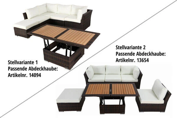OUTFLEXX Loungemöbel-Set, Braun Marmoriert, Polyrattan, Inkl. Loungetisch, Für 5 Personen, Wasserfeste Kissenbox 8 OUTFLEXX Loungemöbel-Set, Braun Marmoriert, Polyrattan, Inkl. Loungetisch, Für 5 Personen, Wasserfeste Kissenbox – Bild 8