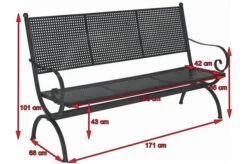MBM Bank Romeo, Marone, Schmiedeeisen Verzinkt, Pulverbeschichtet, 3-Sitzer, 171x101x68 Cm -Gartenmöbel 5 10896.jpg