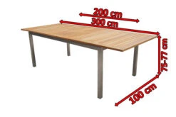 OUTFLEXX Ausziehtisch, FSC-Teakholz/Edelstahl, Plattenstärke 25mm, 200/300x100cm -Gartenmöbel 5 13494.jpg