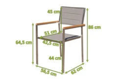 OUTFLEXX Stuhl, Taupe, Edelstahl/Textilene, Padded, Armlehnen Aus FSC-Teakholz, 62x56,5x86cm 12 OUTFLEXX Stuhl, Taupe, Edelstahl/Textilene, Padded, Armlehnen Aus FSC-Teakholz, 62x56,5x86cm -Gartenmöbel 5 13516.jpg