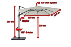OUTFLEXX Ampelschirm, Creme, Pulverbesch. Aluminium, 300x300 Cm, Inkl. Plattenständer, Twist-Funktion -Gartenmöbel 5 16108.jpg