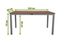 VILLANA Gartentisch, FSC-Akazienholz / Aluminium, Silber, 150 X 90 X 74 Cm -Gartenmöbel 5 16459.jpg