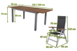 VILLANA Esstischgarnitur, Silber/schwarz, Alu/ FSC-Akazienholz, Ausziehtisch 150/200 Cm, 6 Multipositionssessel 20 VILLANA Esstischgarnitur, Silber/schwarz, Alu/ FSC-Akazienholz, Ausziehtisch 150/200 Cm, 6 Multipositionssessel -Gartenmöbel 5 16462.jpg
