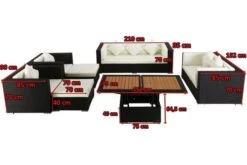 OUTFLEXX Loungemöbel-Set, Schwarz, Polyrattan, Für 9 Personen, Inkl. Loungetisch, Wasserfeste Kissenbox -Gartenmöbel 5 1716 BOX D.jpg
