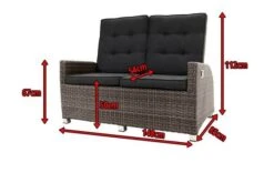 Ploß Rocking Comfort Dining / Lounge 2-Sitzer Sofa, Grau/braun-meliert, Polyrattan, 148x85x112 Cm, Verstellbar -Gartenmöbel 5 18206.jpg