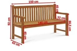 OUTFLEXX Ontario 3-Sitzer Gartenbank, Natur, Teakholz, 150x62x92cm, Fein Geschliffen -Gartenmöbel 5 18309.jpg