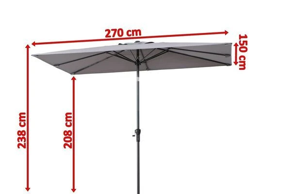 OUTFLEXX Mittelstockschirm, Hellgrau, Pulverbesch. Aluminium/Polyester PA-beschichtet, 270x150cm 5 OUTFLEXX Mittelstockschirm, Hellgrau, Pulverbesch. Aluminium/Polyester PA-beschichtet, 270x150cm – Bild 5