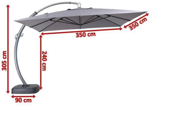 OUTFLEXX Luxus Ampelschirm, Anthrazit, Edelstahl/Aluminium, 350x350cm, Inkl. Schirmständer Und Schutzhülle 5 OUTFLEXX Luxus Ampelschirm, Anthrazit, Edelstahl/Aluminium, 350x350cm, Inkl. Schirmständer Und Schutzhülle – Bild 5