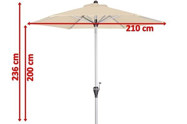DOPPLER Active Auto Tilt Mittelstockschirm, Natur, Aluminium/Textil, Ø210cm, Höhenverstellbar, Knickbar, Mit Kurbel 5 DOPPLER Active Auto Tilt Mittelstockschirm, Natur, Aluminium/Textil, Ø210cm, Höhenverstellbar, Knickbar, Mit Kurbel – Bild 5