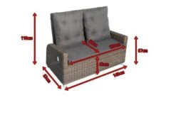 OUTFLEXX Dining 2-Sitzer Sofa, Grau, Polyrattan, 148 X 83 X 110 Cm, Stufenlos Verstellbar -Gartenmöbel 5 18912.jpg