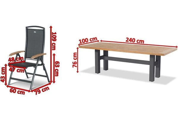 HARTMAN Sondermodell Yasmani/Raffaelo Esstischgruppe, Xerix, Alu/Teakholz, 240x100cm, 6 Multipositionssessel 5 HARTMAN Sondermodell Yasmani/Raffaelo Esstischgruppe, Xerix, Alu/Teakholz, 240x100cm, 6 Multipositionssessel – Bild 5