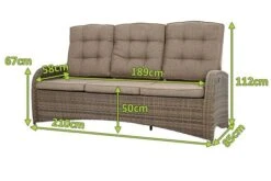 Ploß Rabida Comfort Dining / Lounge 3-Sitzer Sofa, Champagner-meliert, Polyrattan, 210x85x112 Cm, Verstellbar -Gartenmöbel 5 20164.jpg