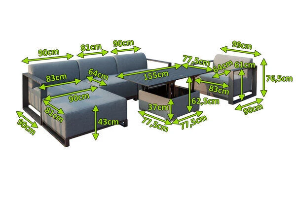 OUTFLEXX Loungeset, Flanelle, Alu/Sunbrella, Für 5 Personen, Höhenverstellbarer Loungetisch 5 OUTFLEXX Loungeset, Flanelle, Alu/Sunbrella, Für 5 Personen, Höhenverstellbarer Loungetisch – Bild 5