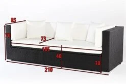 OUTFLEXX Dreisitzer-Sofa, Schwarz, Polyrattan, 210x85x70cm, Inkl. Polster + Wasserfeste Kissenbox -Gartenmöbel 5 2392 1 BOX.jpg