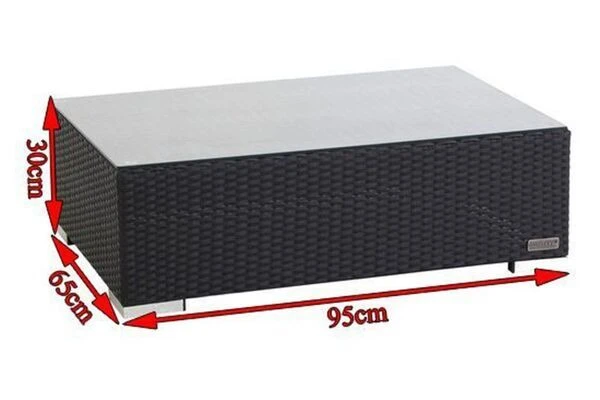 OUTFLEXX Kaffeetisch, Schwarz, Polyrattan, 95x65cm, Mit Glas-Tischplatte 5 OUTFLEXX Kaffeetisch, Schwarz, Polyrattan, 95x65cm, Mit Glas-Tischplatte – Bild 5