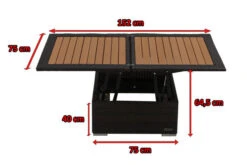OUTFLEXX Loungetisch Höhenverstellbar, Braun, Polyrattan, 75/152x75x40/64,5cm -Gartenmöbel 5 2393 18.jpg