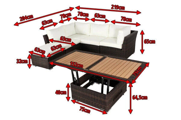 OUTFLEXX Loungemöbel-Set, Braun Marmoriert, Polyrattan, Inkl. Loungetisch, Für 5 Personen, Wasserfeste Kissenbox 5 OUTFLEXX Loungemöbel-Set, Braun Marmoriert, Polyrattan, Inkl. Loungetisch, Für 5 Personen, Wasserfeste Kissenbox – Bild 5