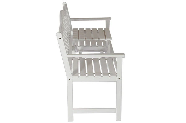 VILLANA Gartenbank, Weiß, Akazienholz, 152 X 59 X 86 Cm, 2-3 Personen, Klapptisch-Funktion 6 VILLANA Gartenbank, Weiß, Akazienholz, 152 X 59 X 86 Cm, 2-3 Personen, Klapptisch-Funktion – Bild 6