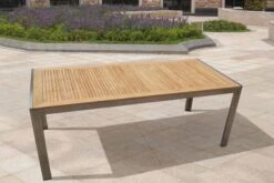 OUTFLEXX Set, Taupe, Edelstahl/Teak, Esstisch 200 X 90 Cm, 6 Stapelstühle -Gartenmöbel 6 14213.jpg