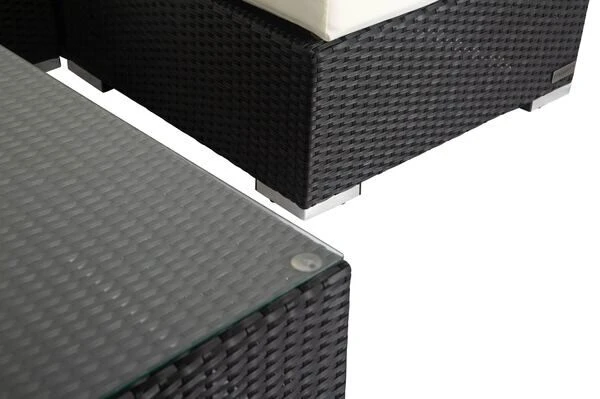 OUTFLEXX Loungemöbel-Set, Schwarz, Polyrattan, 5 Personen, Wasserfeste Kissenbox, Inkl. Kaffeetisch 6 OUTFLEXX Loungemöbel-Set, Schwarz, Polyrattan, 5 Personen, Wasserfeste Kissenbox, Inkl. Kaffeetisch – Bild 6