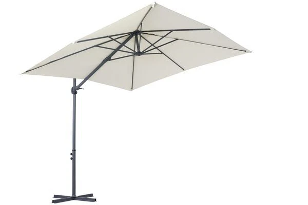 OUTFLEXX Ampelschirm, Anthrazit/creme, Pulverbesch. Aluminium, 250x250cm, Inkl. Plattenständer 6 OUTFLEXX Ampelschirm, Anthrazit/creme, Pulverbesch. Aluminium, 250x250cm, Inkl. Plattenständer – Bild 6