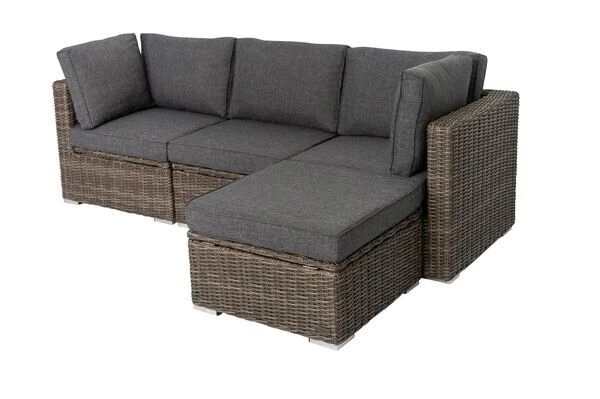 OUTFLEXX Loungegruppe, Grau, Polyrattan, 4 Personen, Verstellbare Sitzflächen, Wasserfeste Kissenbox 6 OUTFLEXX Loungegruppe, Grau, Polyrattan, 4 Personen, Verstellbare Sitzflächen, Wasserfeste Kissenbox – Bild 6